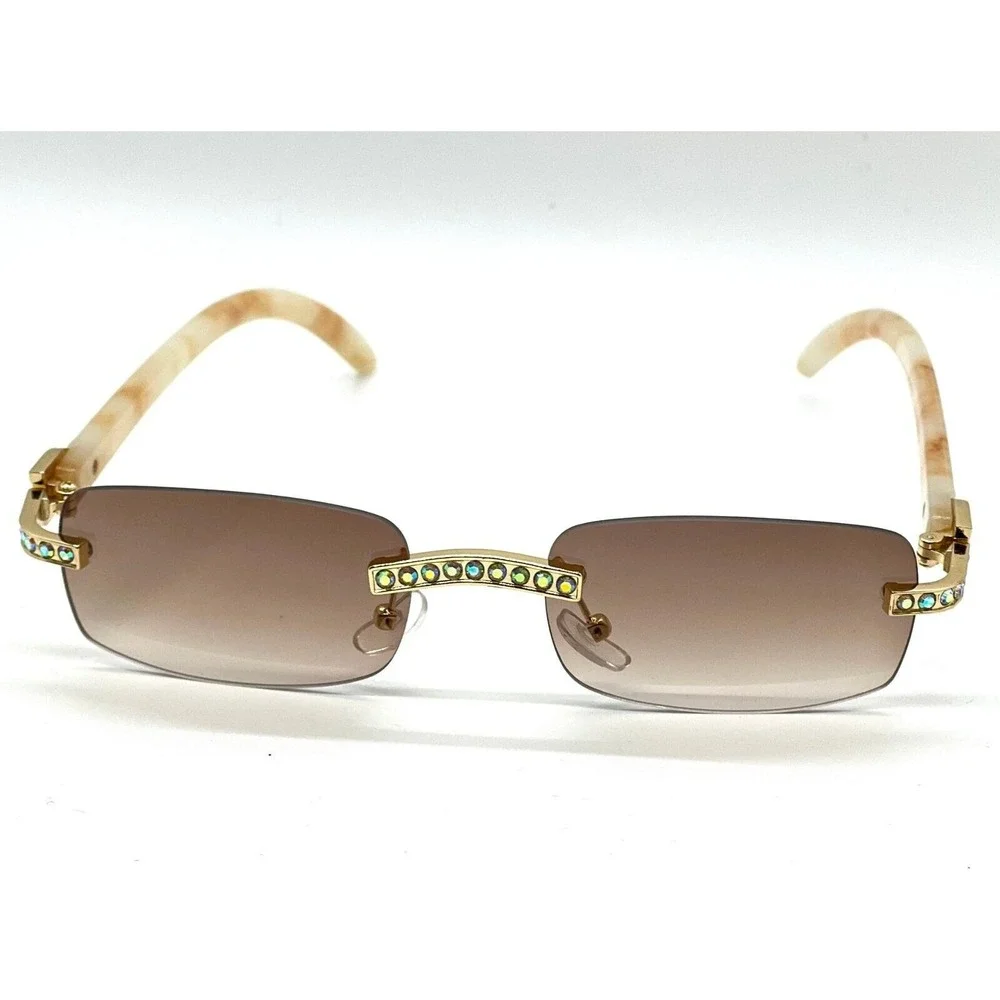 Men Diamond Sunglasses Men Rhinestone Gold Frame Classic Retro Small Frame Gafas